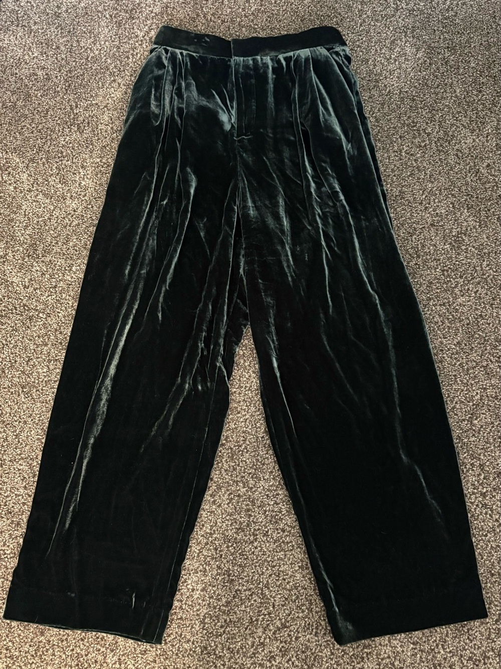 Banana Republic Women’s Forest Green Velvet Wide-Leg Pants